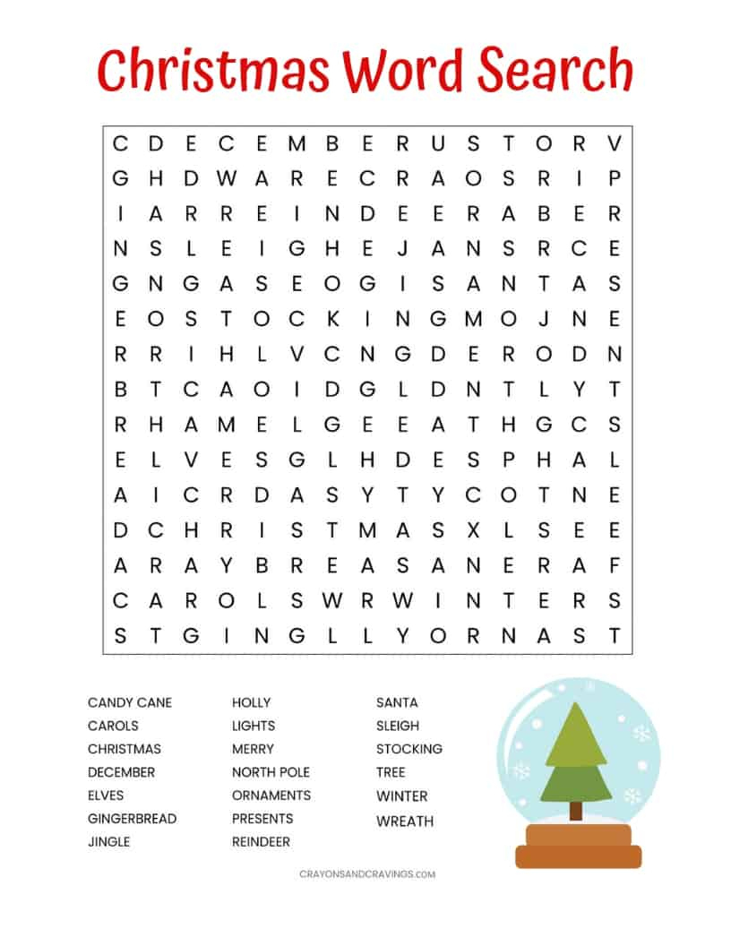 Christmas Word Search Printable (For Kids Or Adults) for Free Printable Christmas Puzzles Word Searches