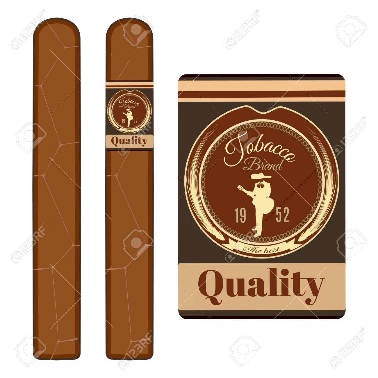 Cigar, Label Template Set Vector Flat Illustration Royalty Free in Free Printable Cigar Label Template