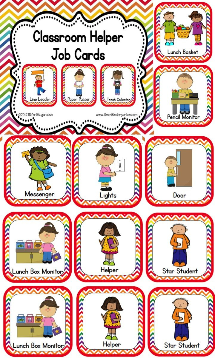 Classroom Job Cards Rainbow Chevron | Classroom Helpers, Classroom intended for Free Printable Classroom Helper Signs