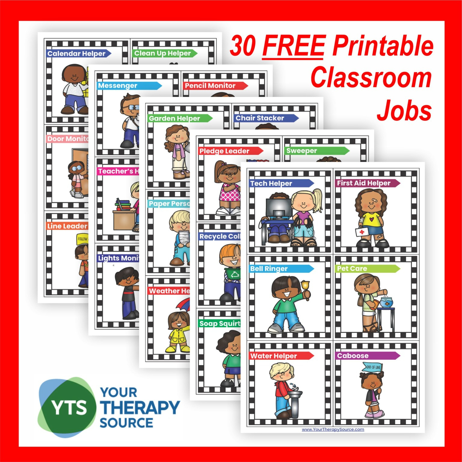 Classroom Job Ideas - Your Therapy Source for Free Printable Classroom Helper Signs