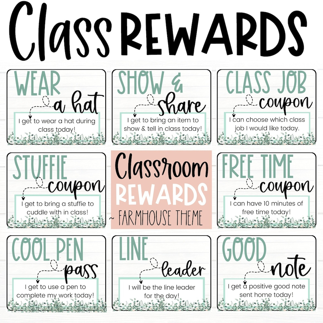 Classroom Management Classroom Reward Coupons Farmhouse Theme Student Reward Cards Student Coupons Positive Good Behavior - Etsy intended for Free Printable Coupons for School Supplies At Walmart