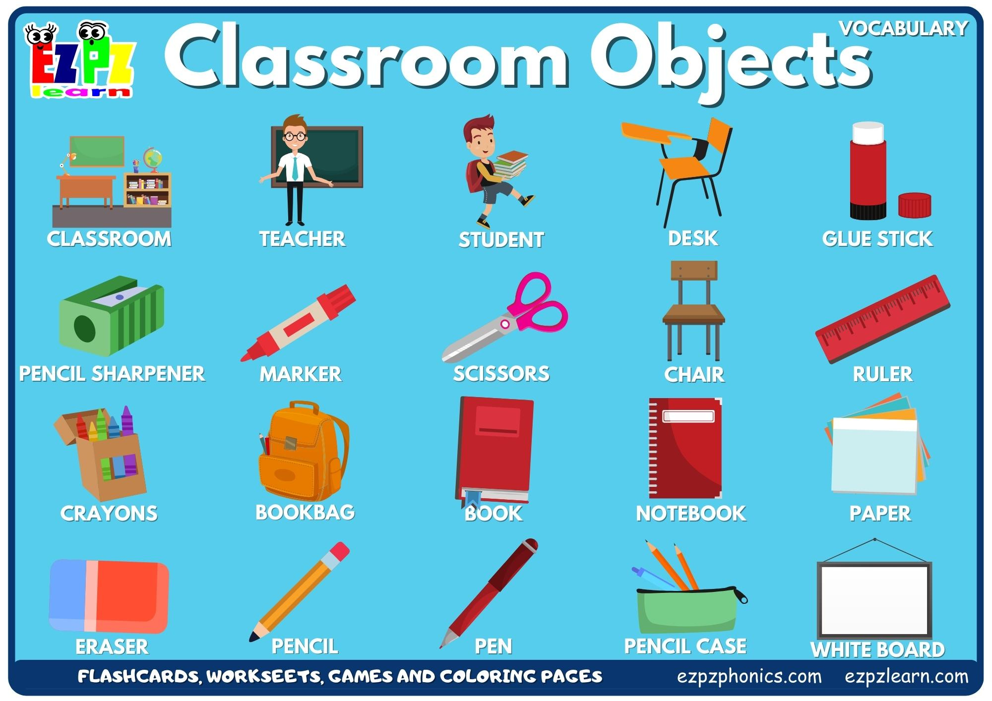 Classroom Objects Vocabulary Picture Dictionary Join Now For Free throughout Free Printable Picture Dictionary for Kids