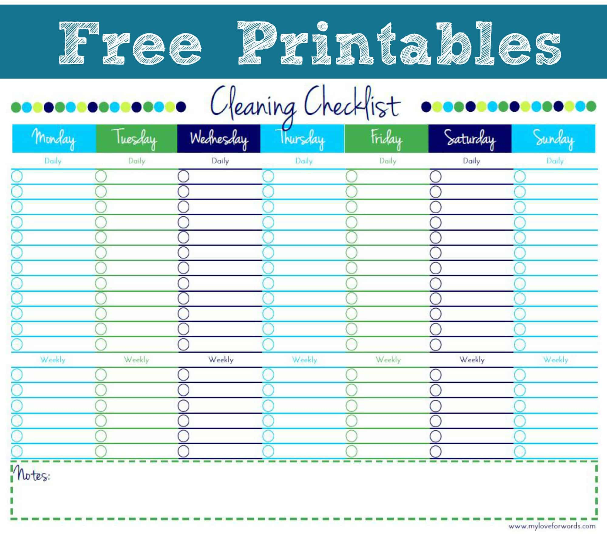 Cleaning Checklist {Free Printable} with regard to Free Printable Cleaning Schedule Template