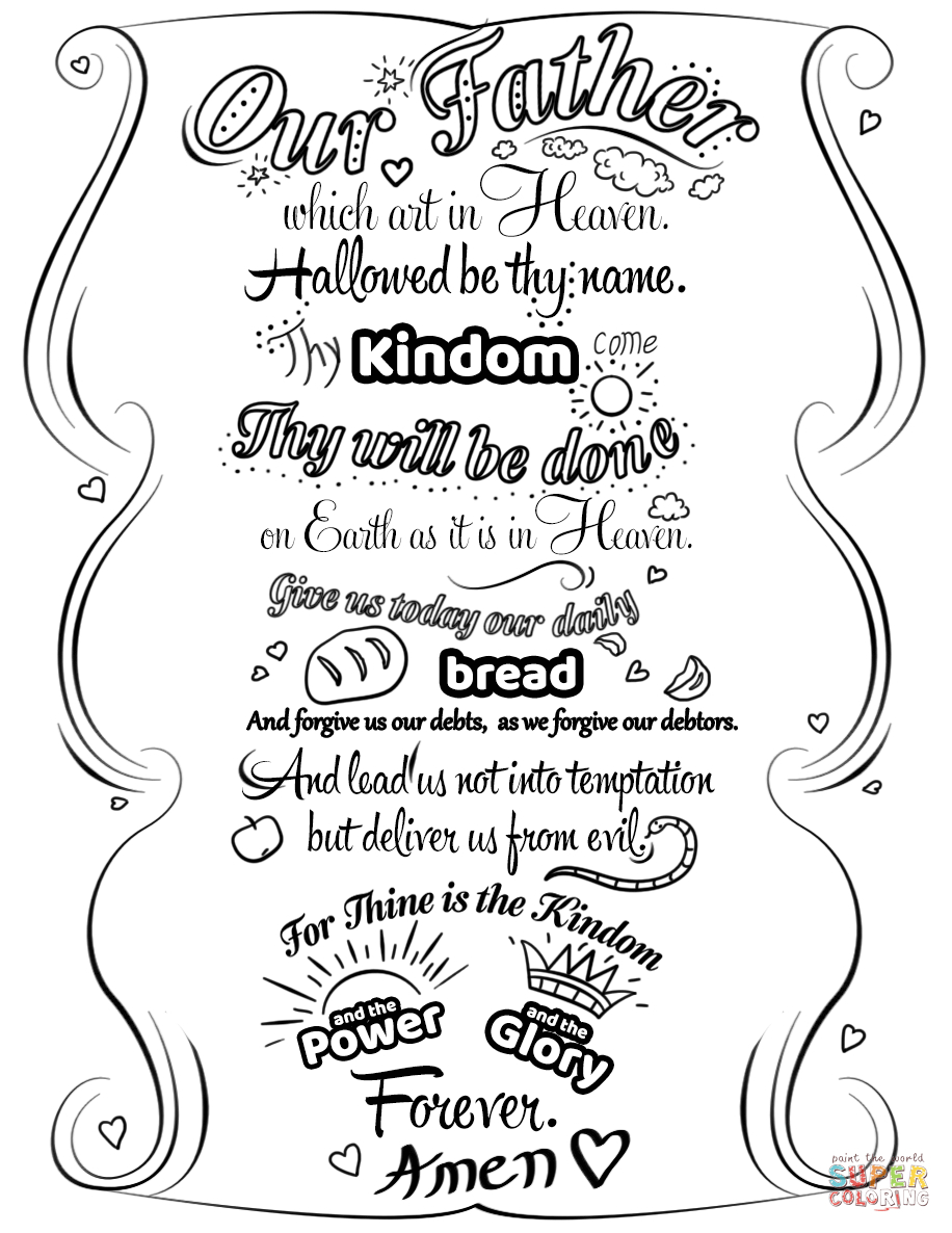 Click The Lord&amp;#039;S Prayer Doodle Coloring Pages To View Printable inside Free Printable Lord&amp;amp;#039;s Prayer Coloring Pages