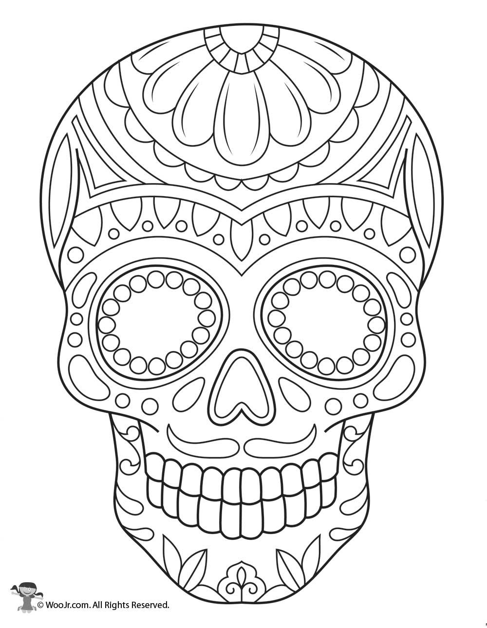 Colorful Day Of The Dead Coloring Pages With Intricate Sugar Skull inside Free Printable Sugar Skull Coloring Pages