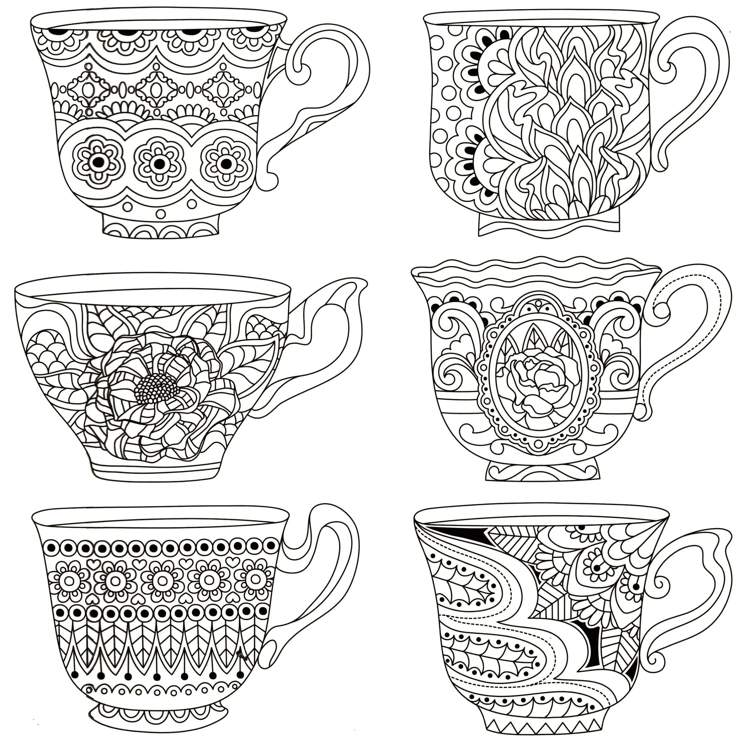 Coloring Pages, Adult Coloring Pages, Tea Cups regarding Free Printable Tea Cup Coloring Pages