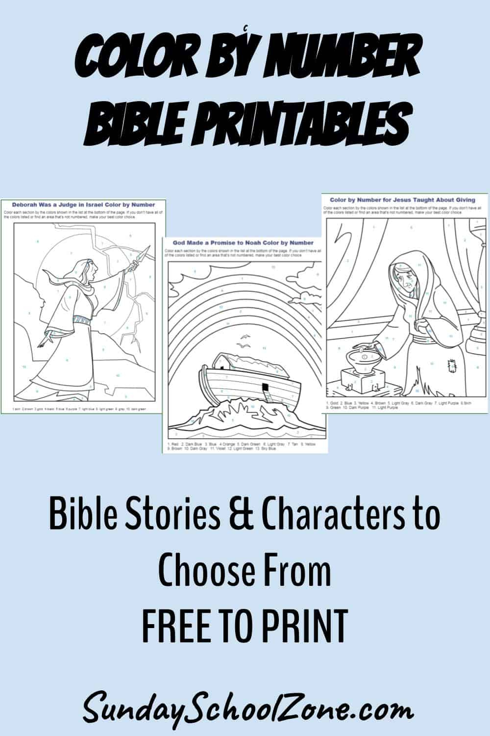 Colornumber Bible Coloring Pages On Sunday School Zone regarding Free Children&amp;amp;#039;S Bible Printables