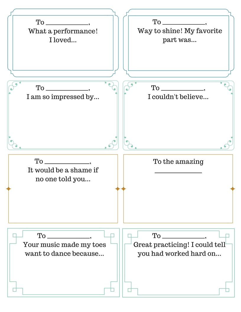 Compliment Exchange - 4Dpianoteaching throughout Free Printable Compliment Cards