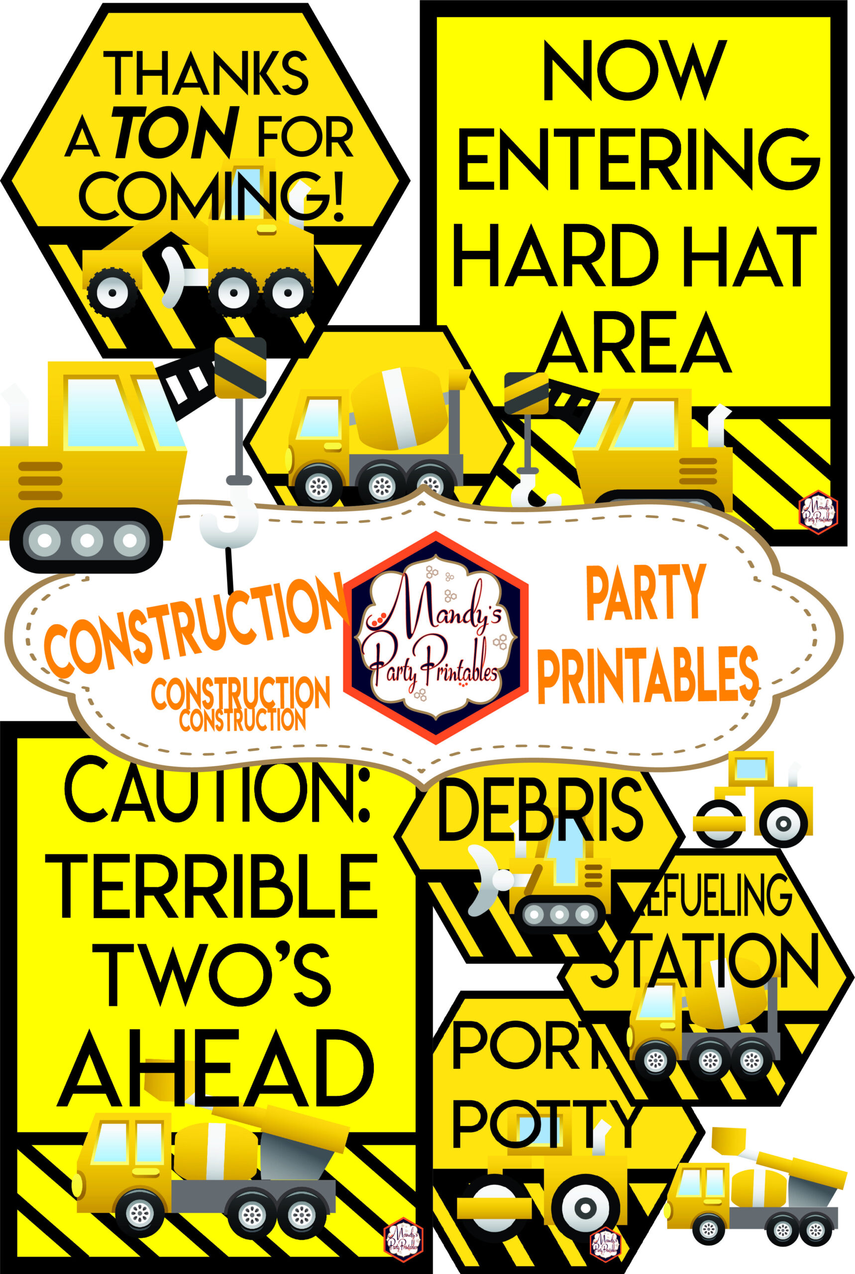 Construction Birthday Party Printables - Mandy&amp;#039;S Party Printables in Free Construction Party Printables