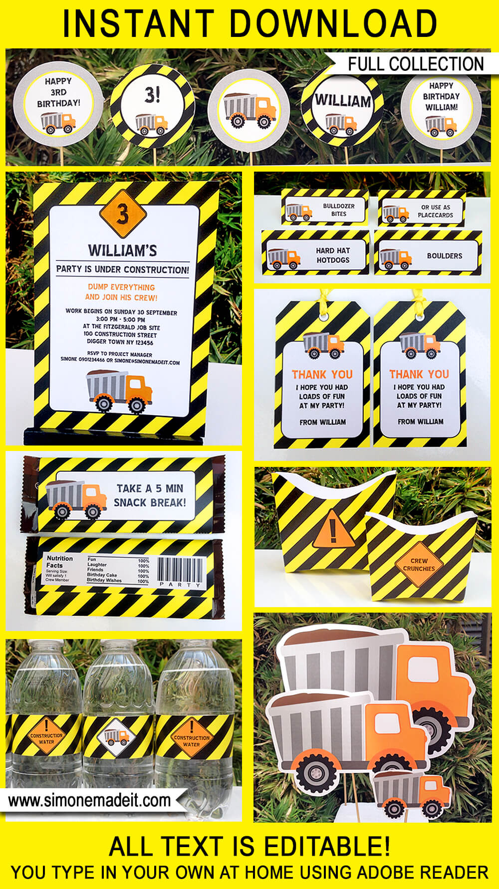 Construction Party Printables, Invitations &amp;amp; Decorations regarding Free Construction Party Printables