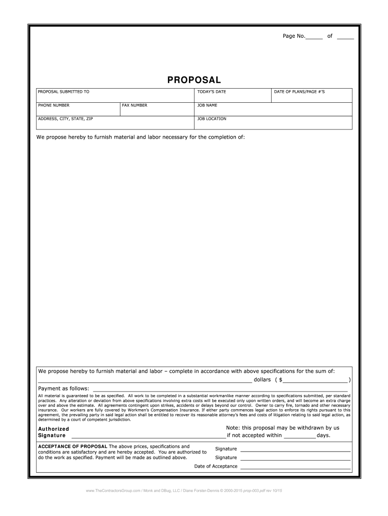 Contractor Proposal Template - Fill Online, Printable, Fillable in Free Printable Proposal Forms