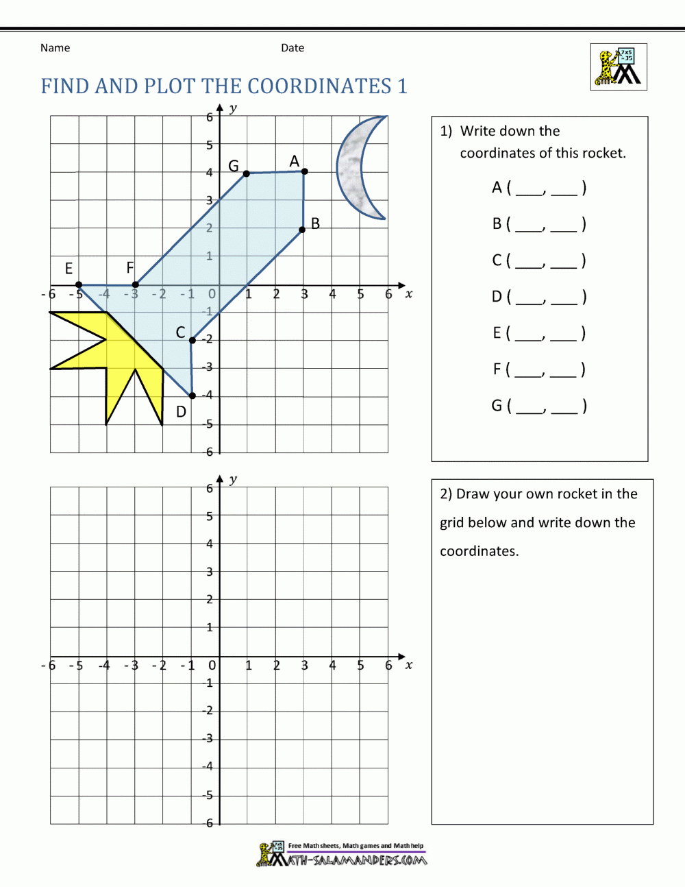 Coordinate Plane Worksheets - 4 Quadrants throughout Free Printable Coordinate Graphing Worksheets