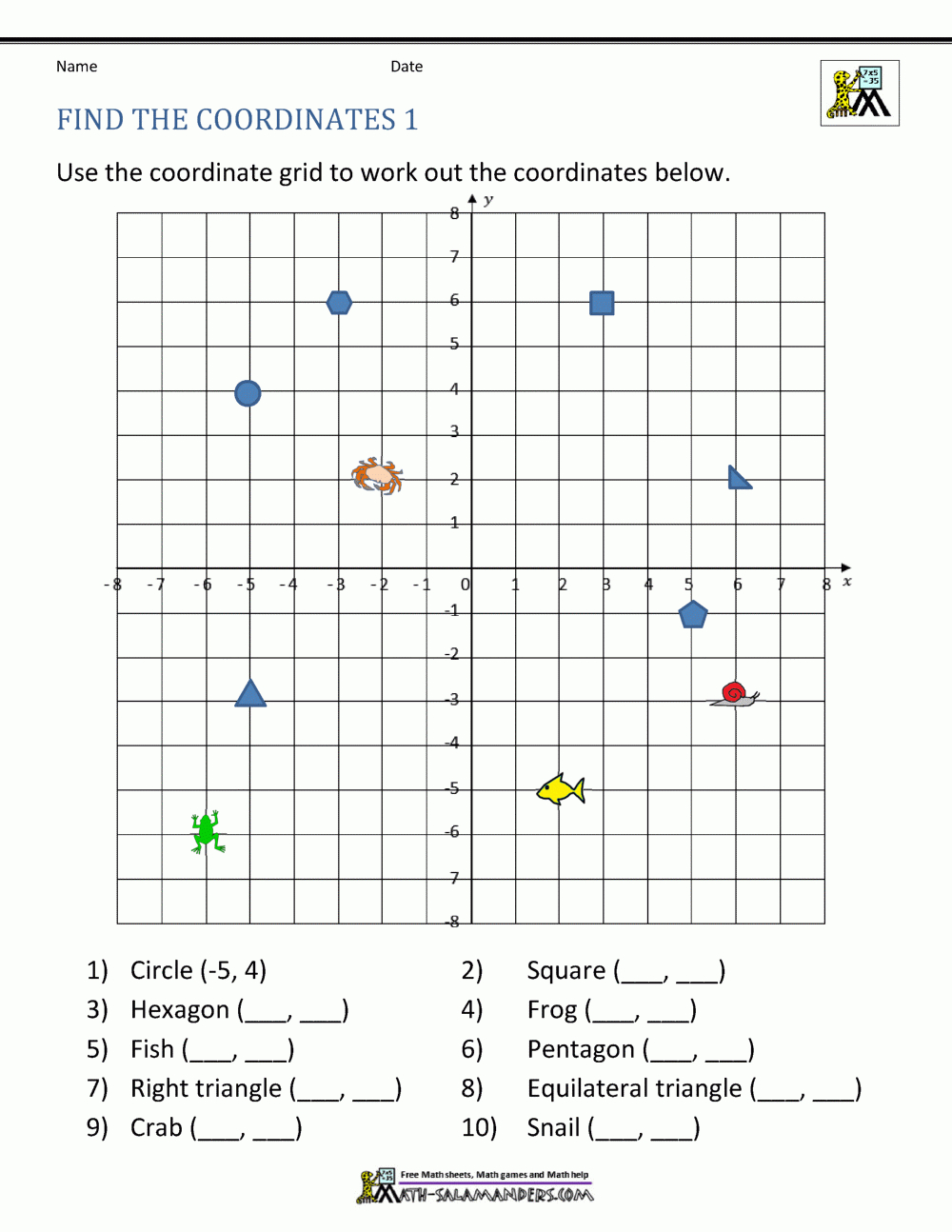 Coordinate Plane Worksheets - 4 Quadrants with Free Printable Coordinate Graphing Worksheets