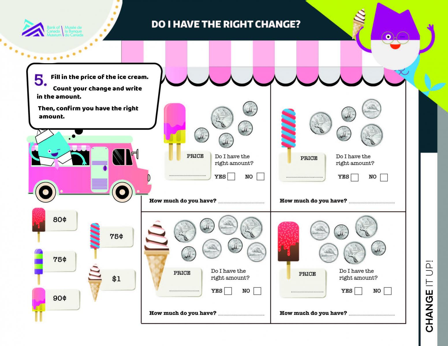 Counting Money And Making Change - Bank Of Canada Museum intended for Free Printable Making Change Worksheets