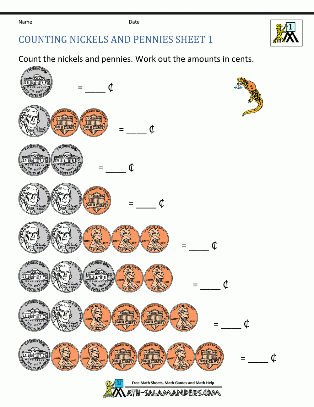 Counting Money Worksheets 1St Grade throughout Free Printable Money Worksheets