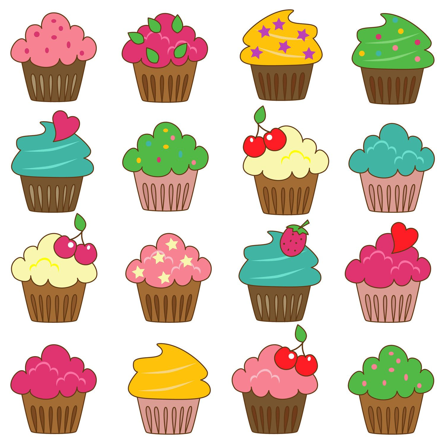 Cupcakes Clip Art Clipart Commercial And Personal - Etsy | Cupcake for Free Printable Cupcake Clipart