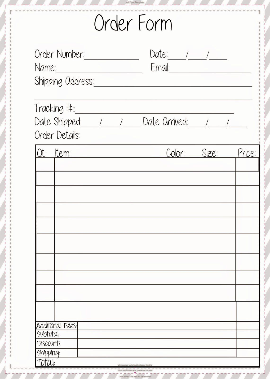 Customer Order Form Template Inspirational Free Order Form Planner throughout Free Printable Business Forms