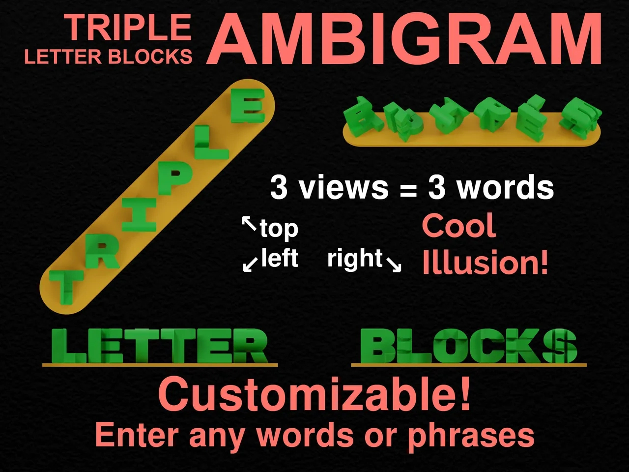 Customizable Triple Letter Blocks Ambigramlyl3 | Download Free inside Ambigram Generator Free Printable