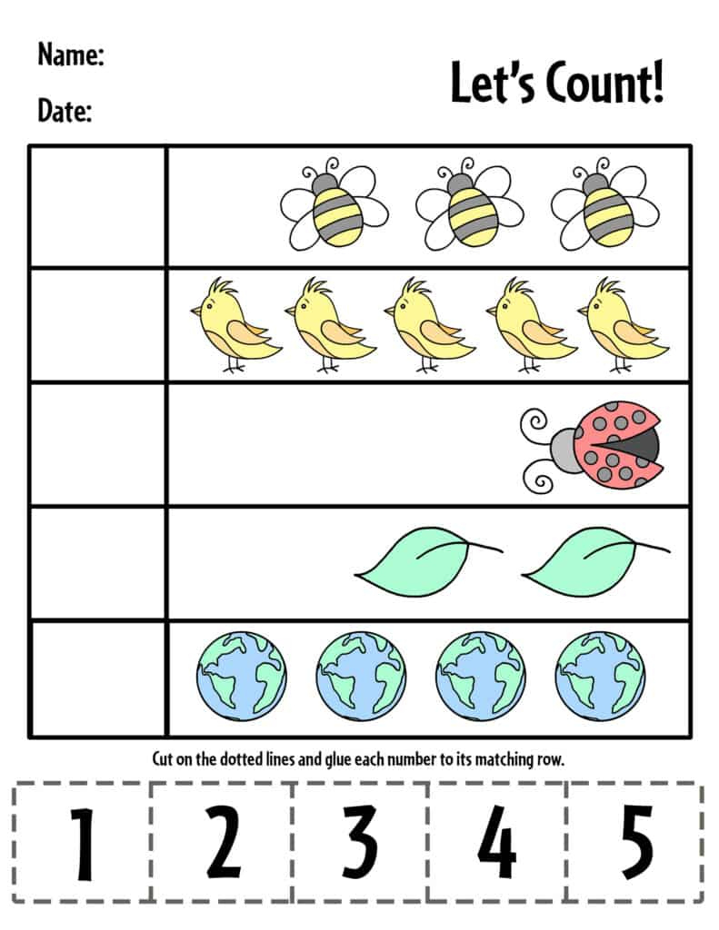 Cut And Paste Numbers 1-5 Worksheets For Preschool ⋆ The Hollydog within Free Printable Cut And Paste Worksheets For Preschoolers