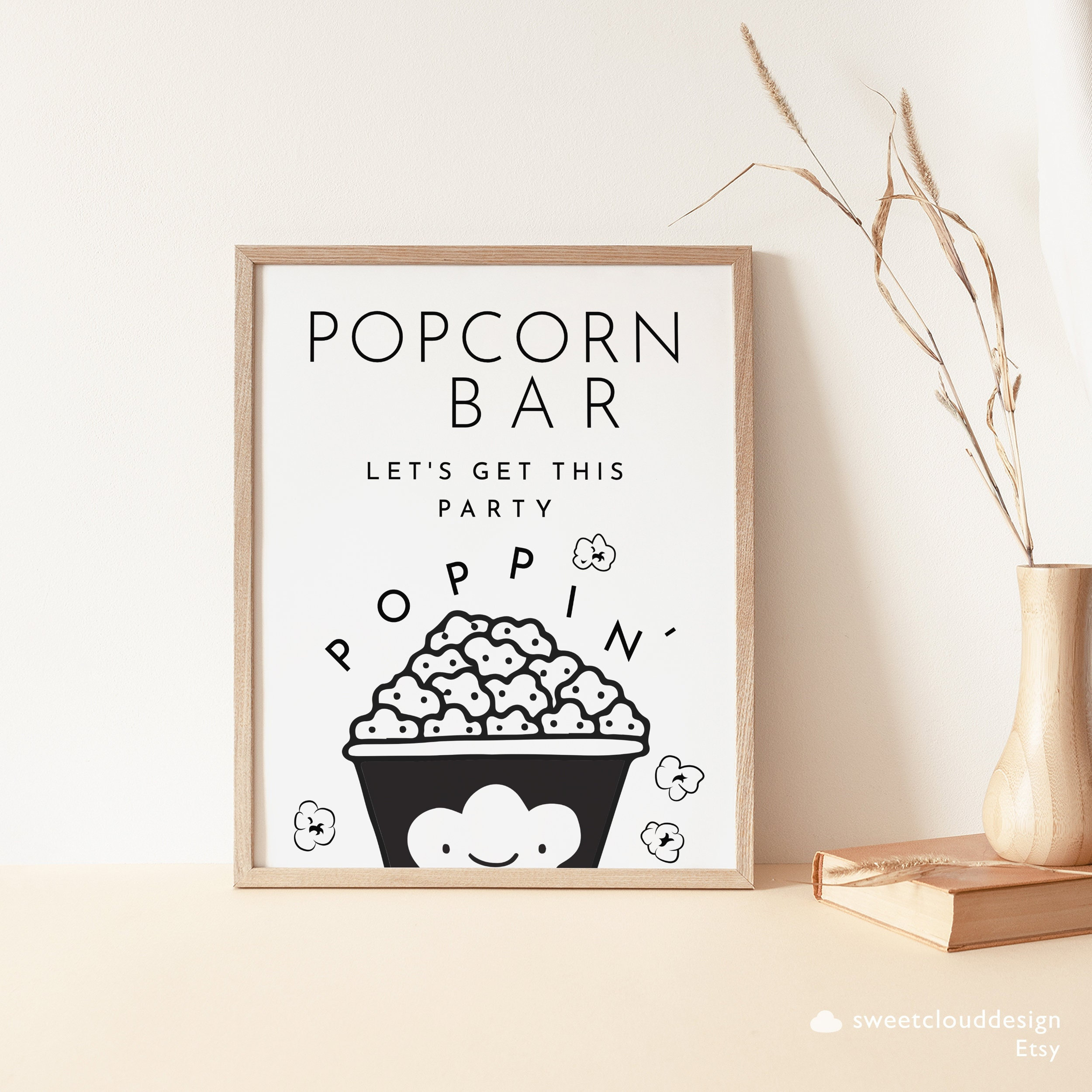 Cute Popcorn Bar Sign Template Popcorn Station Sign Printable with Popcorn Bar Sign Printable Free