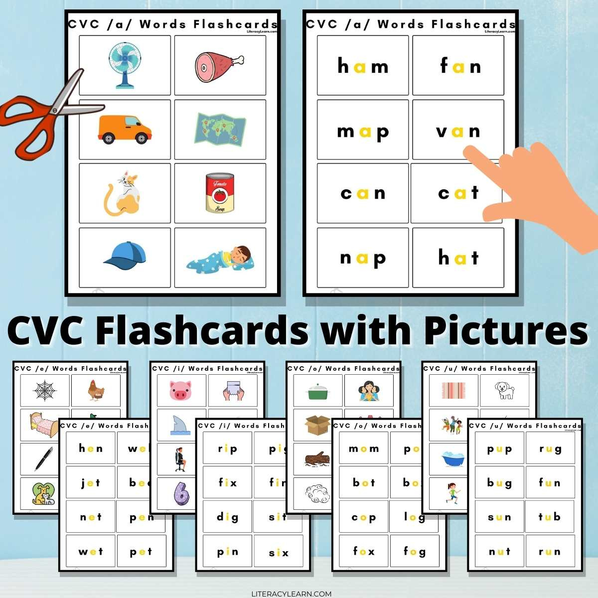 Cvc Word Flashcards With Pictures - Free Printables - Literacy Learn within Free Printable Cvc Words With Pictures