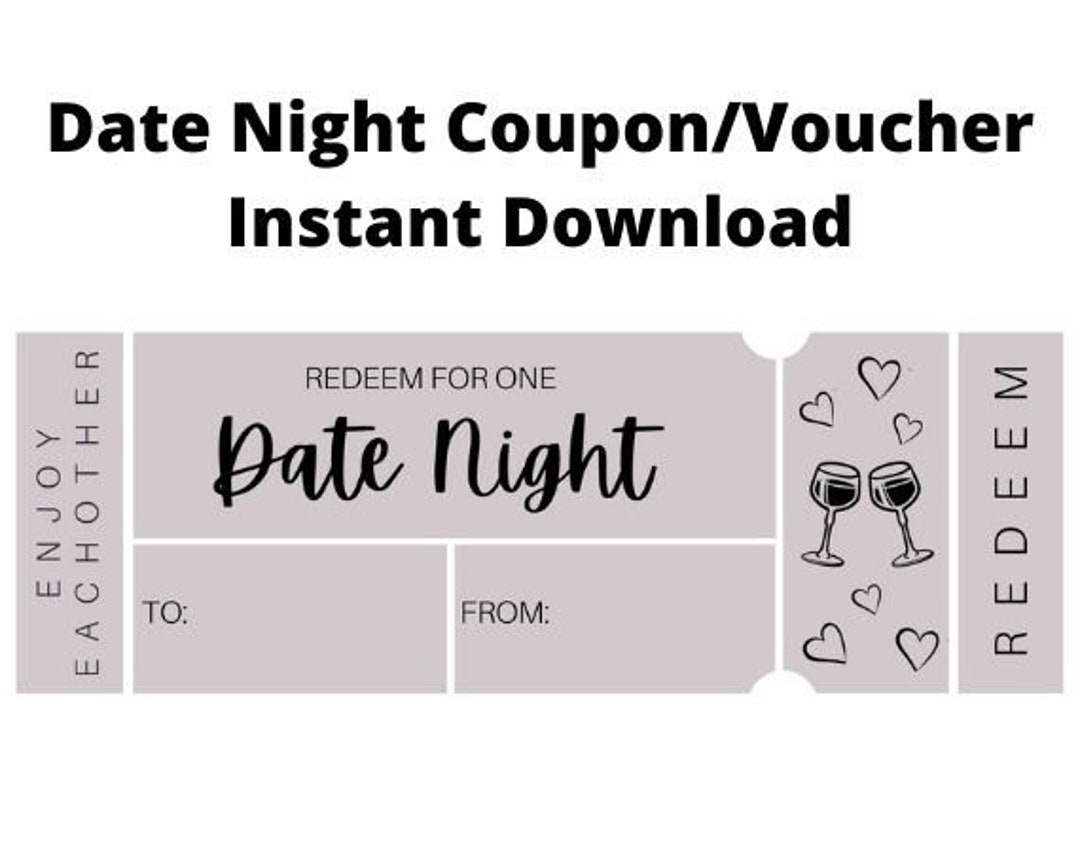 Date Night Ticket Voucher/Coupon Pdf - Etsy within Free Printable Date Night Coupon