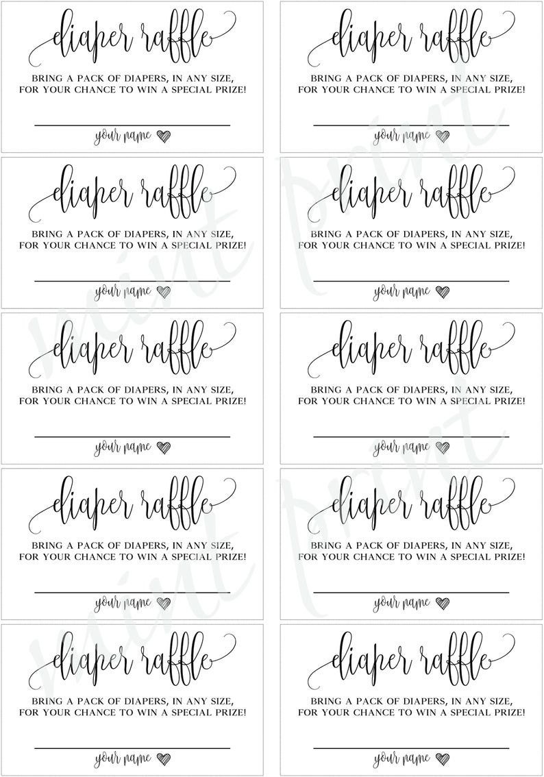 Diaper Raffle Ticket For Baby Shower Invitations, Diaper Raffle regarding Free Printable Diaper Raffle Ticket Template Download