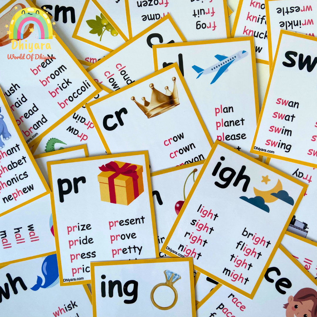 Digraphs And Blends Flashcards – Free Download – World Of Dhiyara in Free Printable Blending Cards