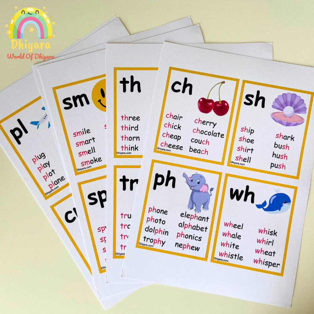 Digraphs And Blends Flashcards – Free Download – World Of Dhiyara pertaining to Free Printable Blending Cards