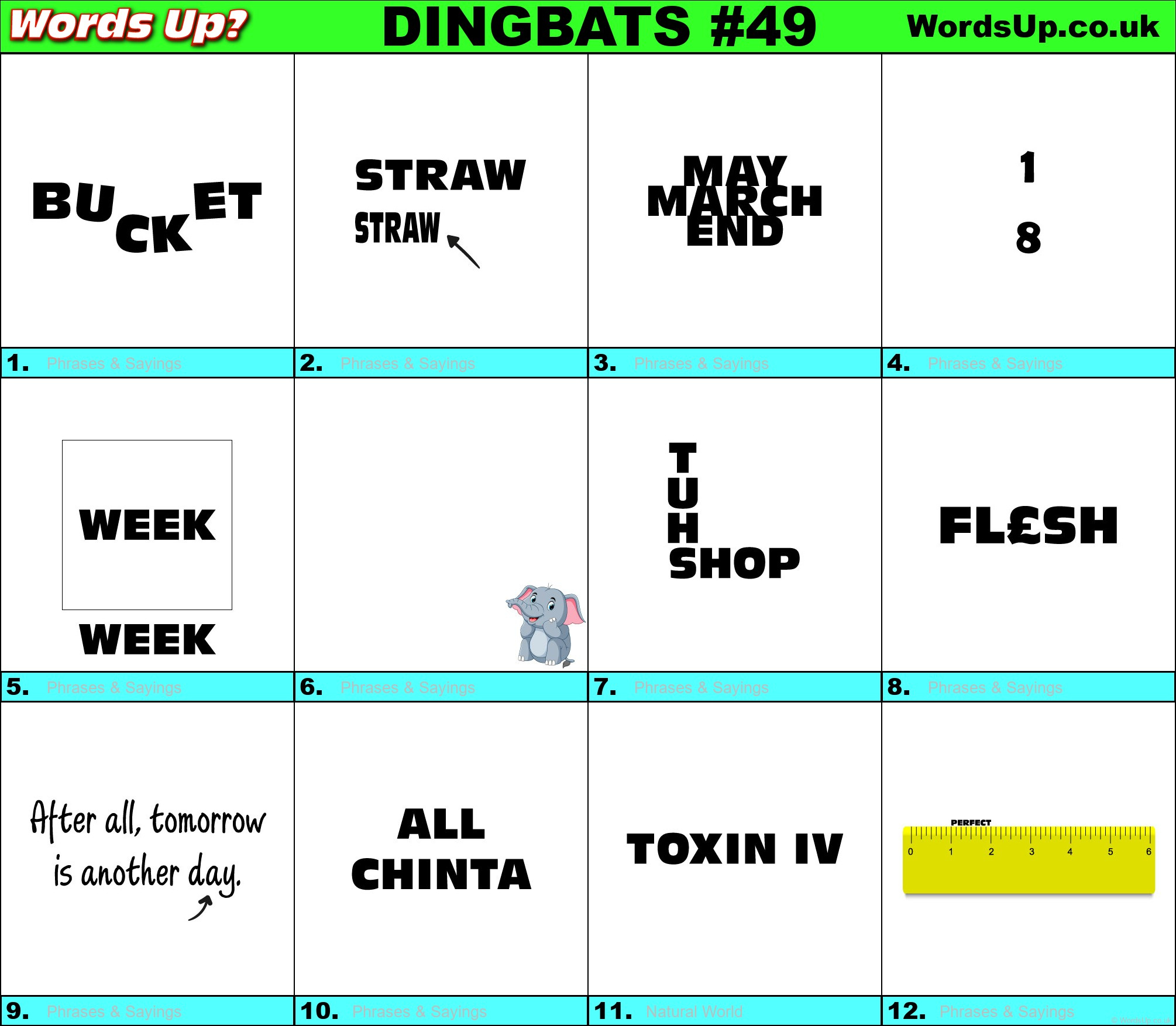 Dingbats Quiz #49 » Find The Answers To Over 730 Dingbats! » Words inside Free Printable Dingbats Puzzles