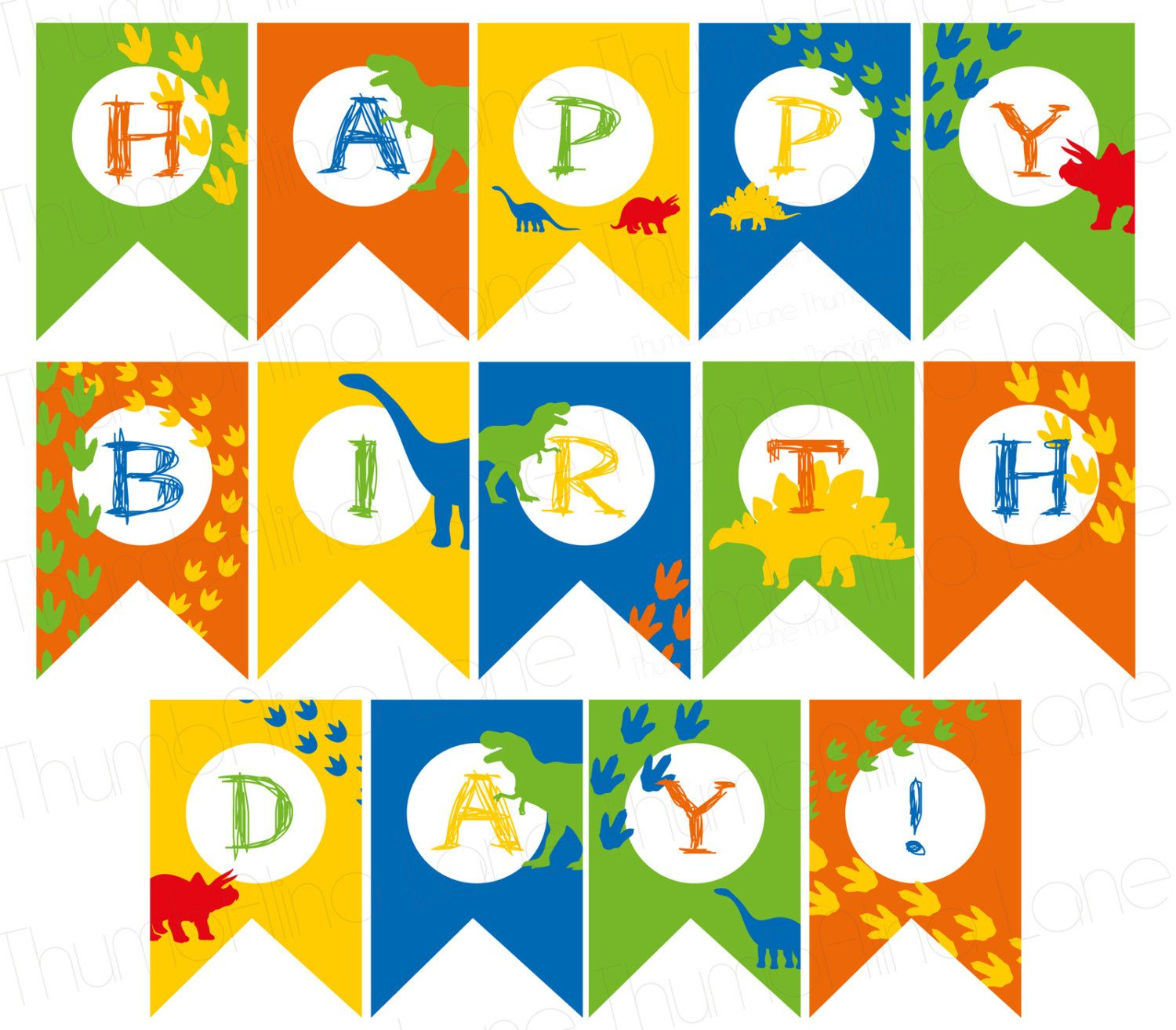 Dinosaur Printable Party Banner, Happy Birthday, Rawr, Instant pertaining to Free Printable Dinosaur Birthday Banner