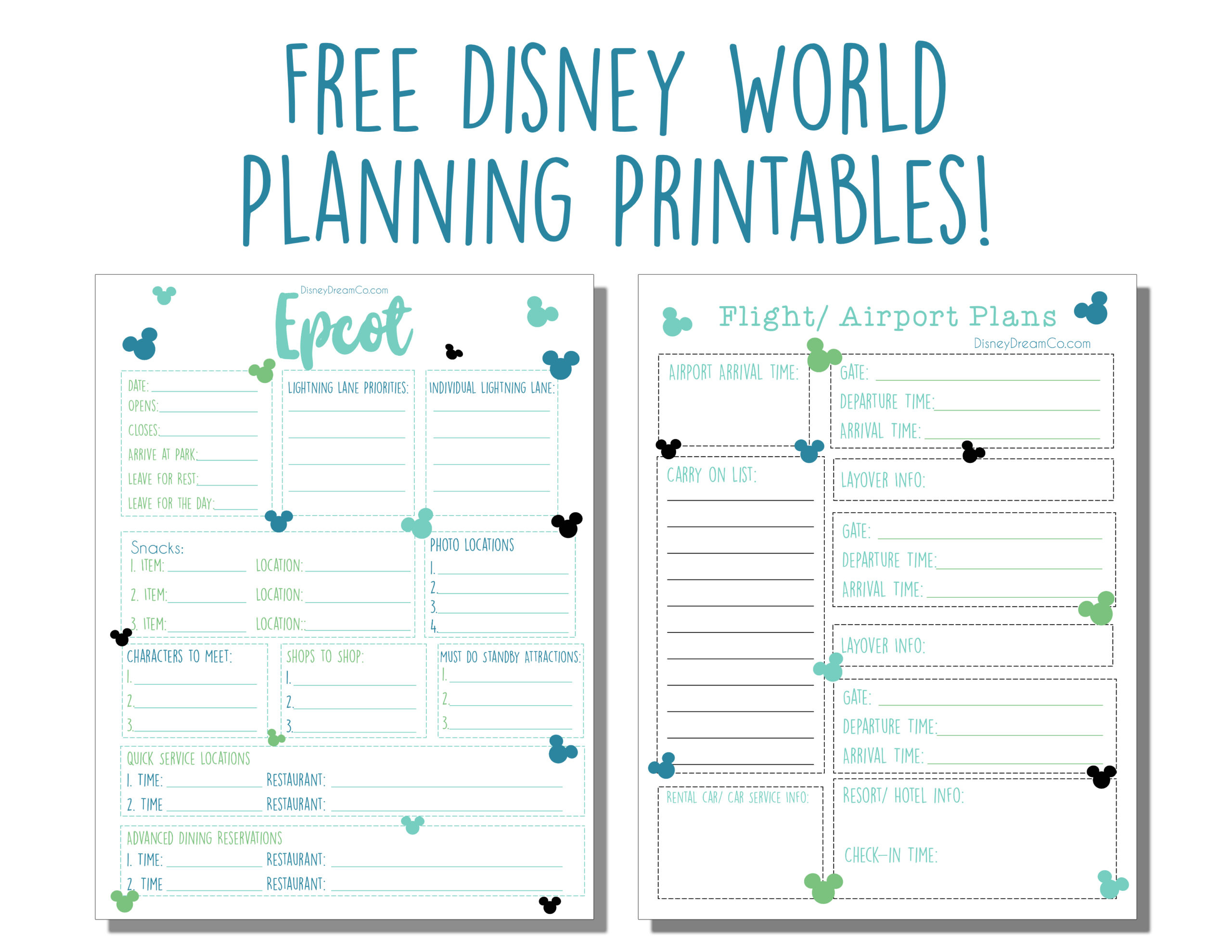 Disney World Free Planning Printables: Disney World Planner for Free Disney Planning Binder Printables