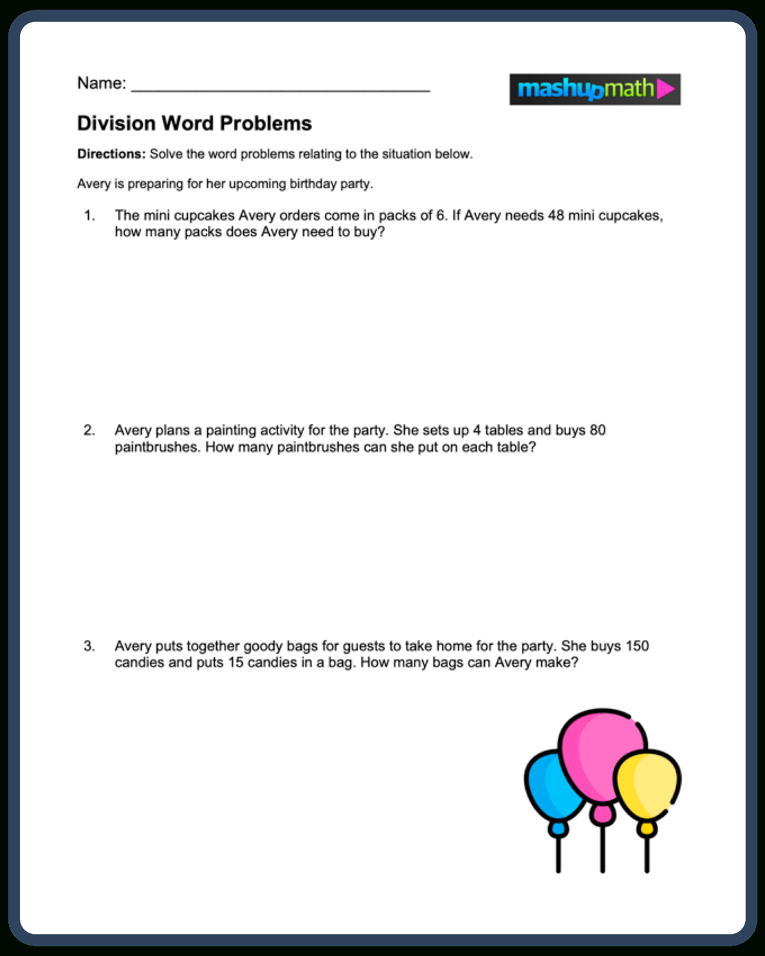 Division Word Problems—Free Worksheets For Grades 3-5 — Mashup Math within Free Printable Division Word Problems Worksheets For Grade 3