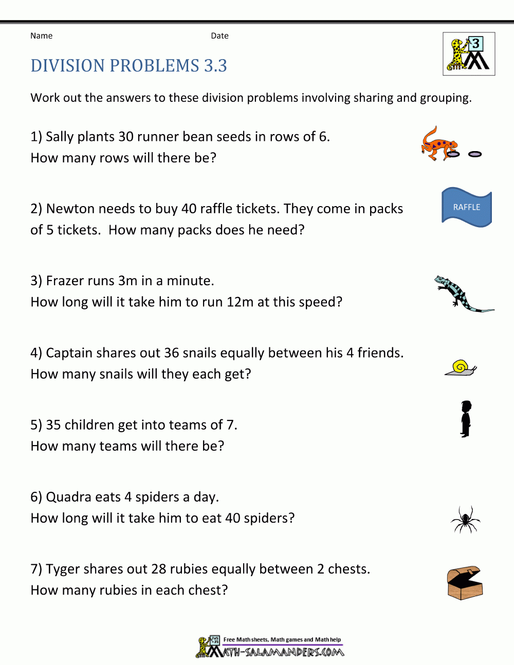 Division Worksheets Grade 3 within Free Printable Division Word Problems Worksheets for Grade 3