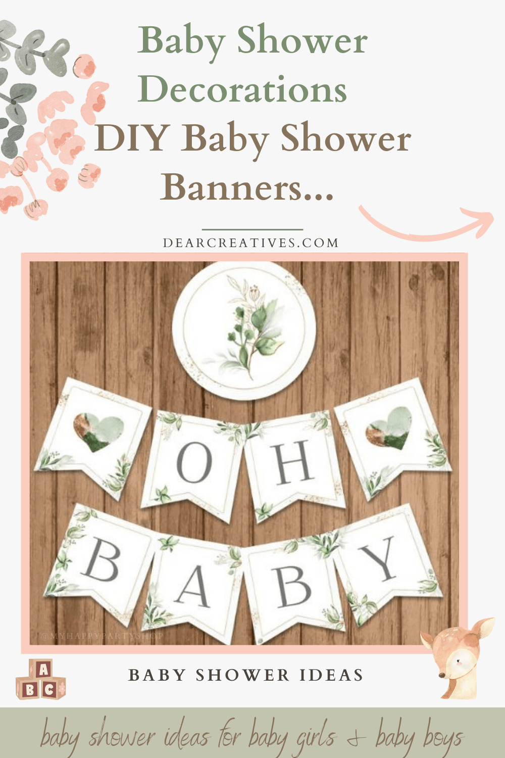 Diy Baby Shower Banners + Baby Shower Decorations - Dear Creatives in Baby Shower Bunting Free Printable