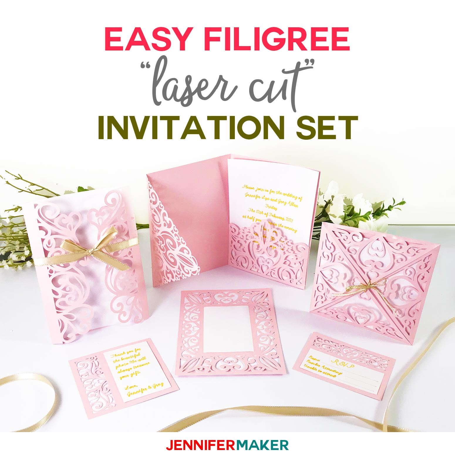 Diy Wedding Invitation Templates - Free &amp;quot;Laser Cut&amp;quot; Set - Jennifer within Free Printable Wedding Invitation Kits