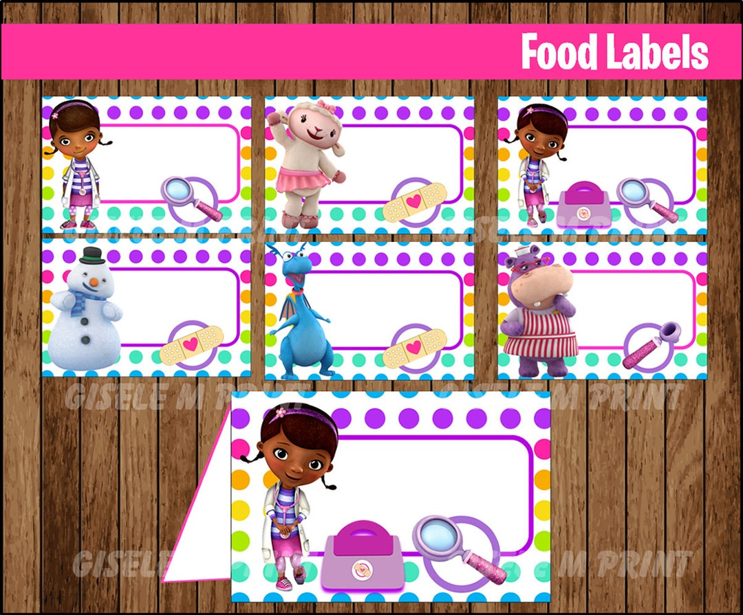 Doc Mcstuffins Food Labels, Printable Doc Mcstuffins Food Tent pertaining to Free Printable Doc Mcstuffins Food Labels