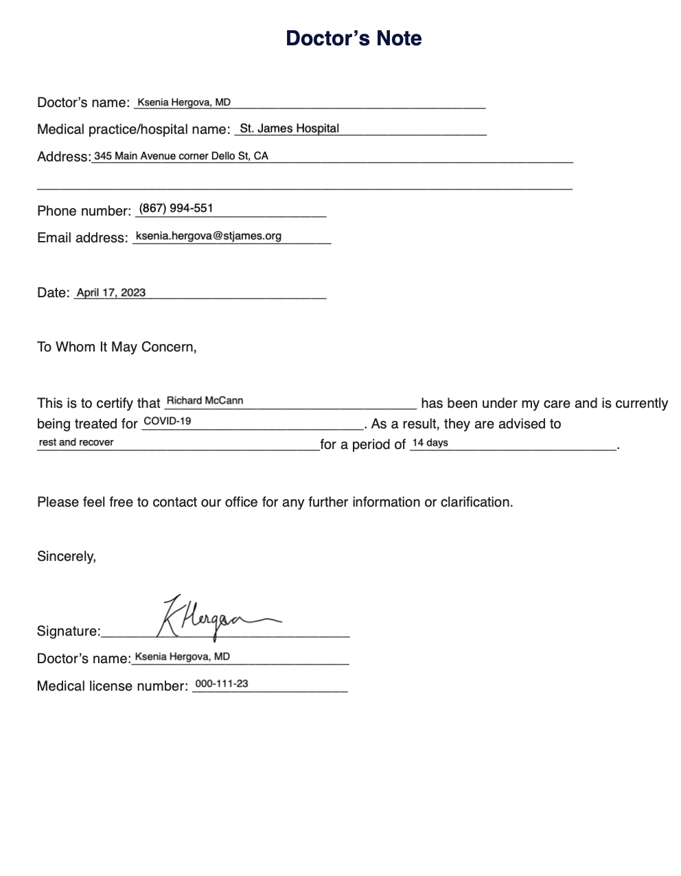 Doctor&amp;#039;S Note Template &amp;amp; Example | Free Pdf Download with regard to Free Printable Doctor Excuse Notes