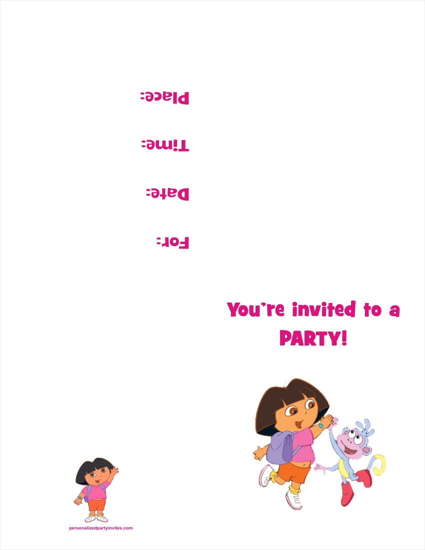 Dora The Explorer Free Printable Birthday Party Invitation regarding Free Dora Party Printables