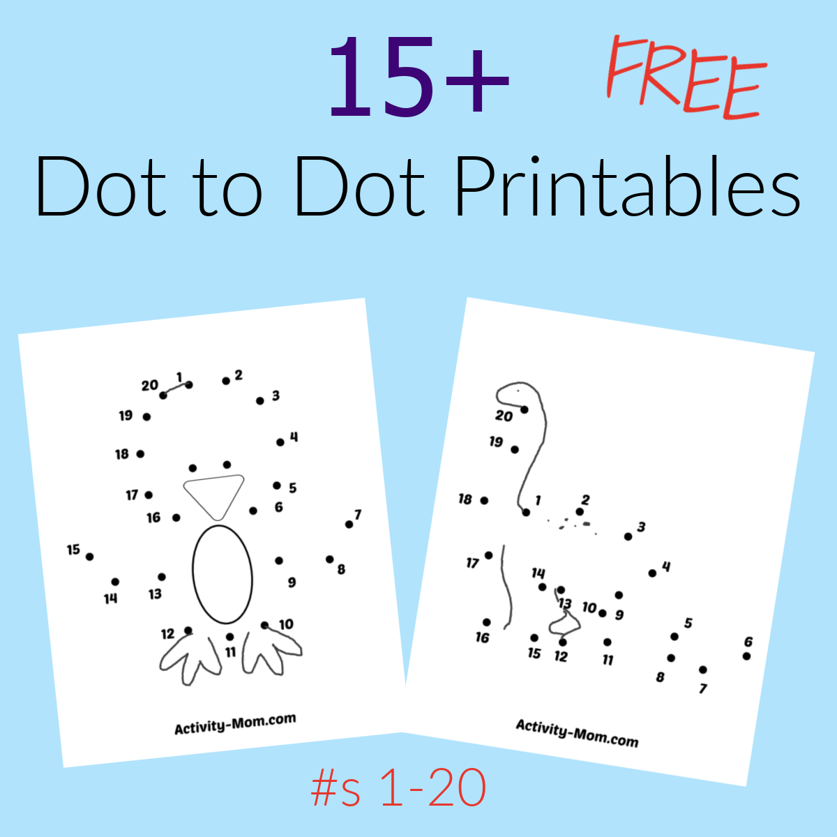 Dot To Dot Worksheets Numbers 1 To 20 (Free Printable) - The pertaining to Free Printable Dot to Dot