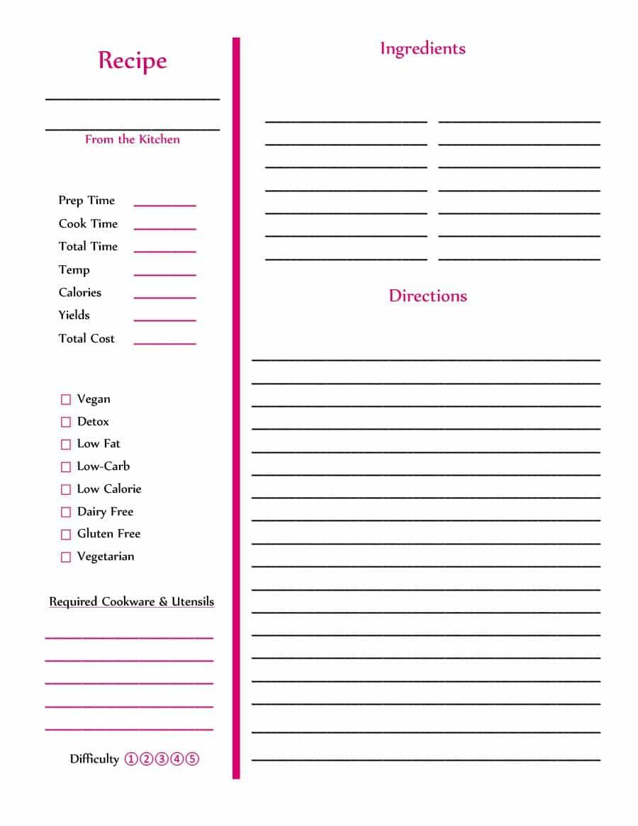 Download Cookbook Template 42 | Recipe Book Templates, Cookbook within Free Recipe Book Templates Printable