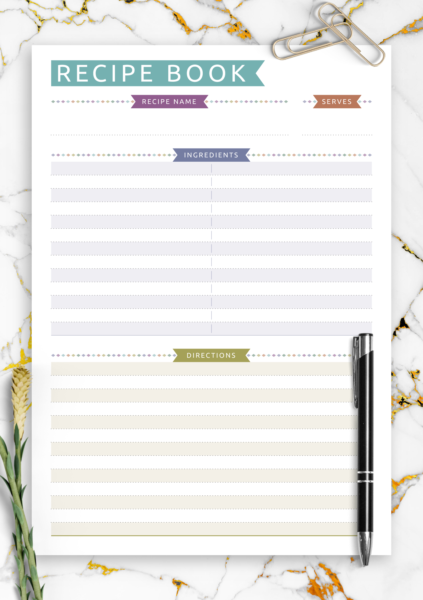 Download Printable Recipe Book Template - Casual Style Pdf pertaining to Free Recipe Book Templates Printable