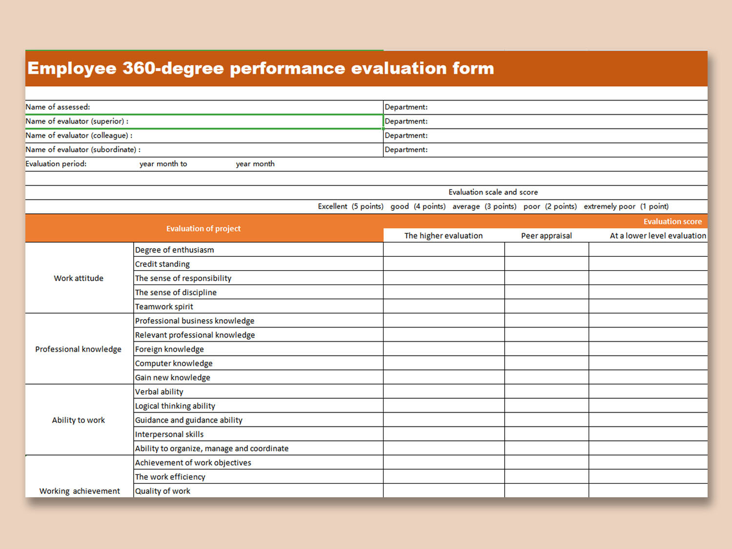 Downloadable Free Employee Evaluation Form Template Word | Wps in Free Employee Evaluation Forms Printable