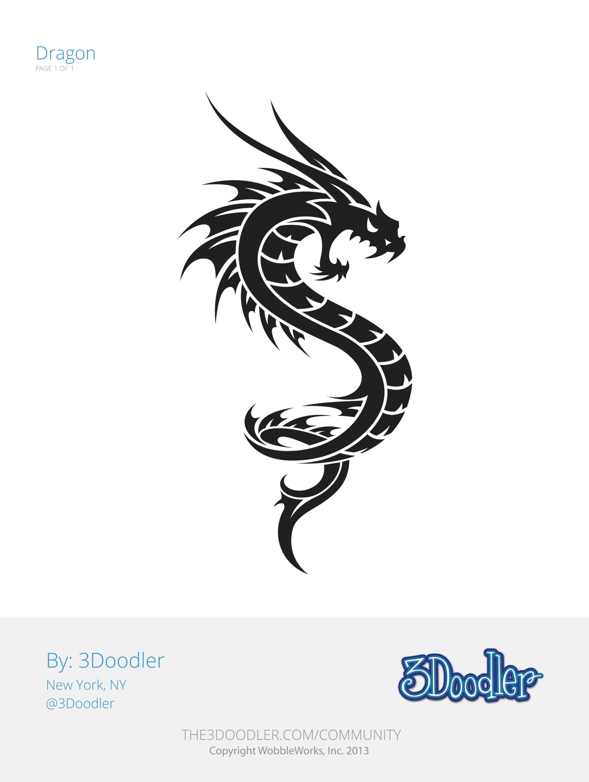 Dragon 3D Pen Stencil - 3Doodler with Free Printable Dragon Stencils