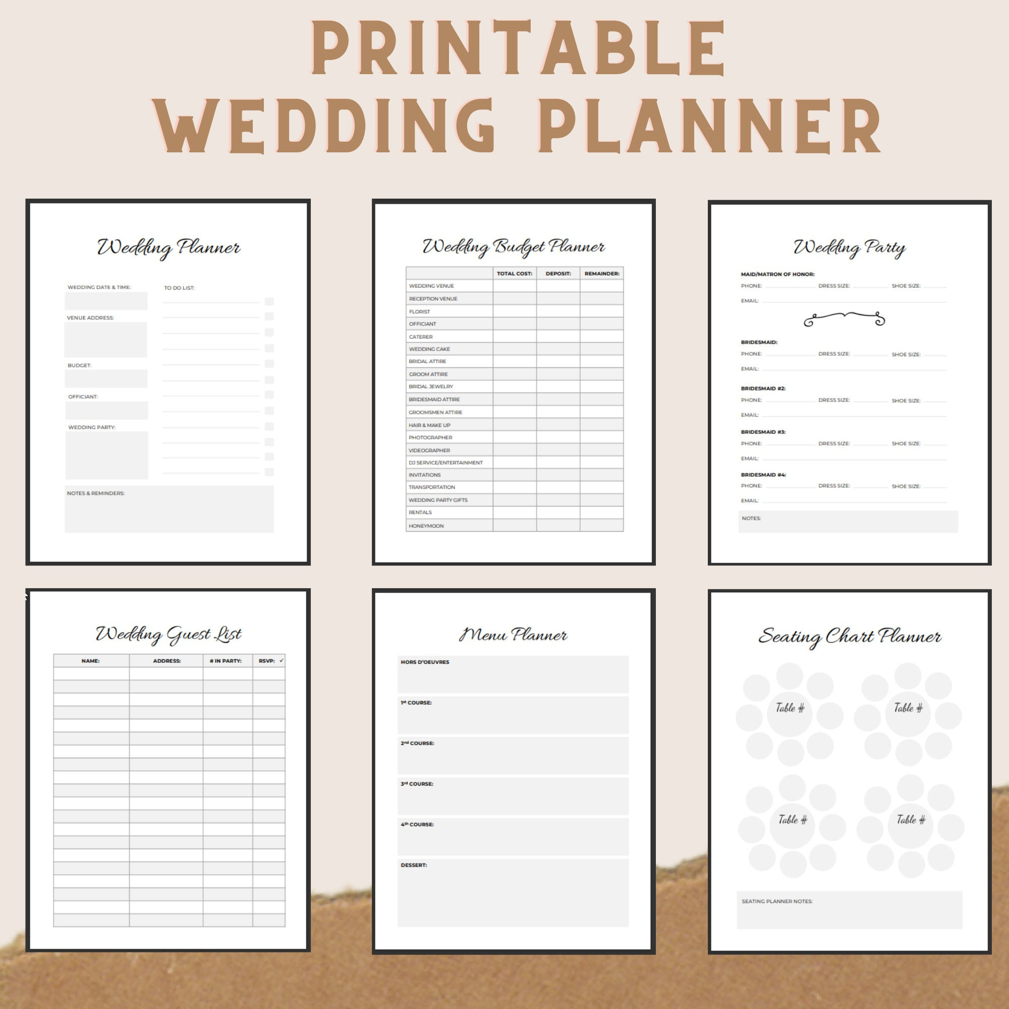 Druckbares Wedding Planner Kit Für Die Organisation Deiner Traumhochzeit regarding Free Printable Wedding Planner