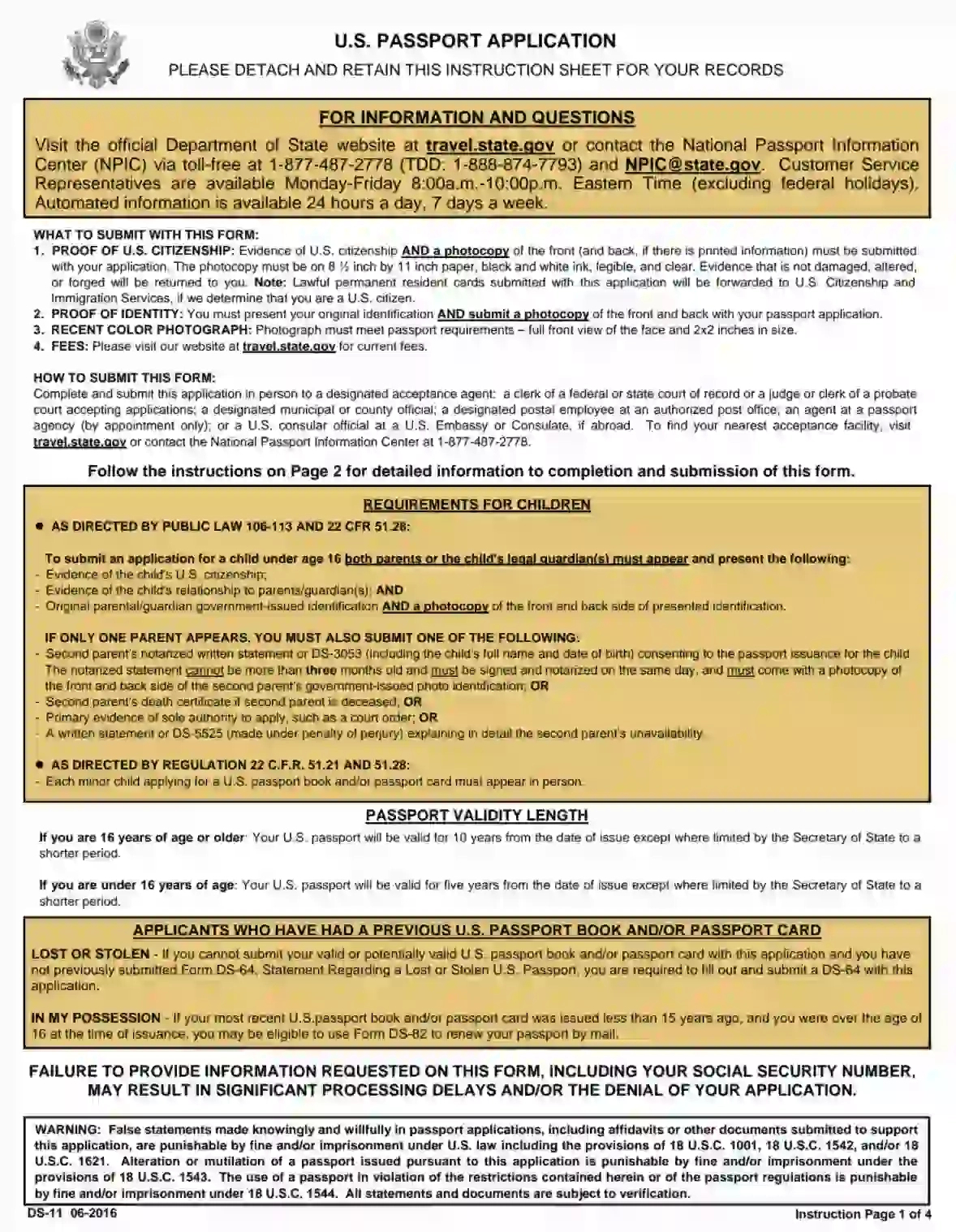 Ds-11 Us Passport Application ≡ Fill Out Printable Pdf Forms Online regarding Free Printable Ds 11 Form