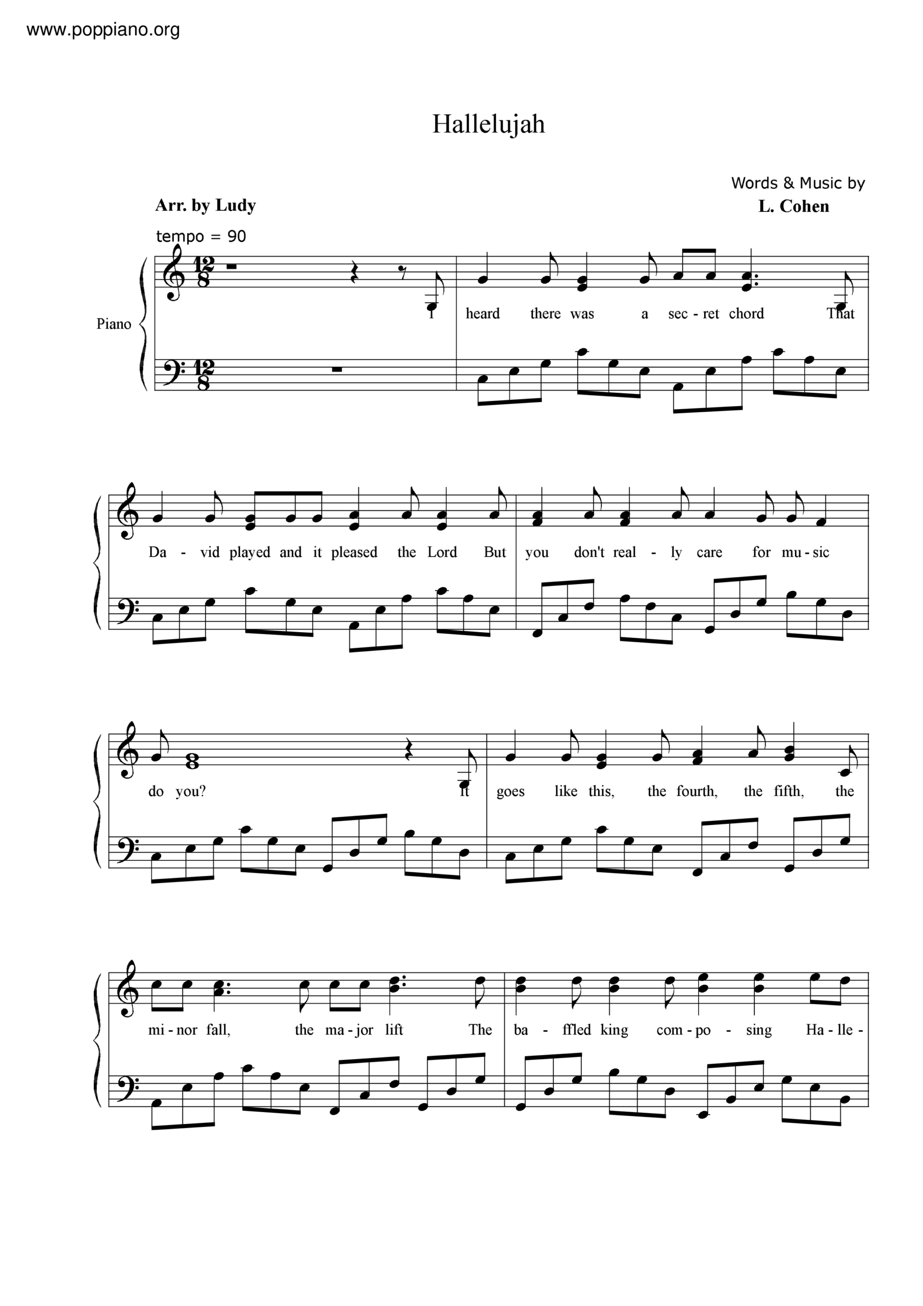 ☆ Hallelujah | Sheet Music | Piano Score Free Pdf Download | Hk with regard to Hallelujah Sheet Music Piano Free Printable