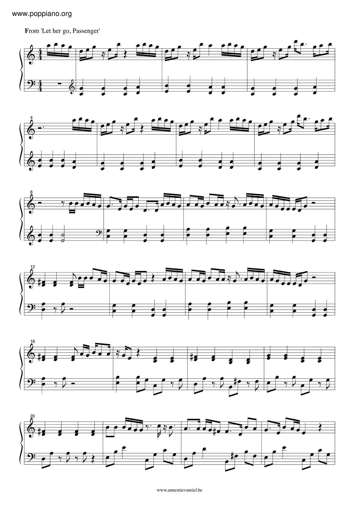 ☆ Passenger-Let Her Go Sheet Music Pdf, - Free Score Download ☆ with regard to Let Her Go Piano Sheet Music Free Printable