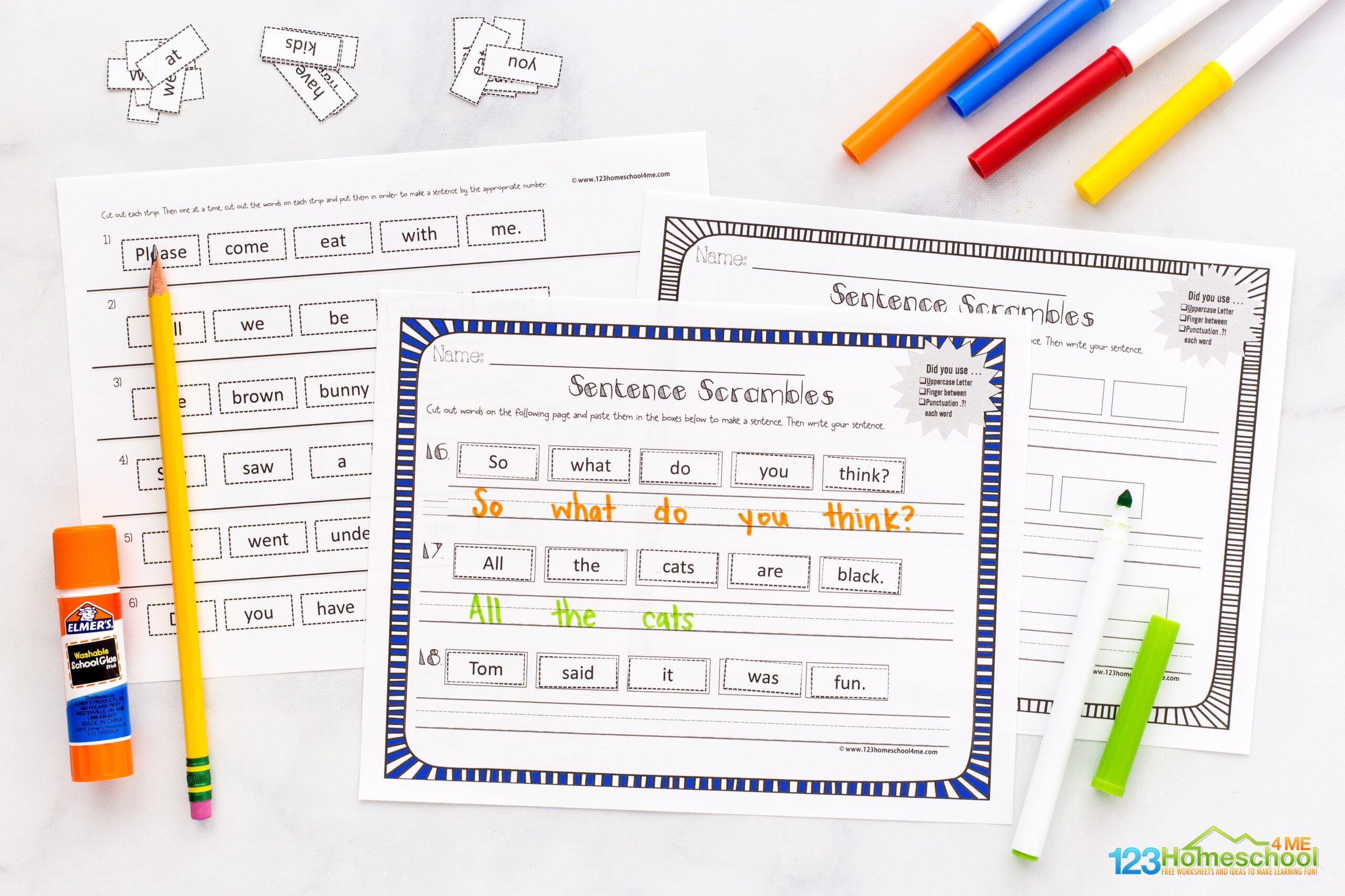 ✂✏ Free Printable Sentence Scramble Worksheets For Kids for Free Printable Scrambled Sentences Worksheets