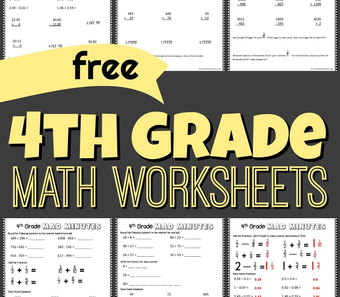 ✏️ Free Printable 4Th Grade Math Worksheets Pdf regarding Free Printable Worksheets for 4th Grade